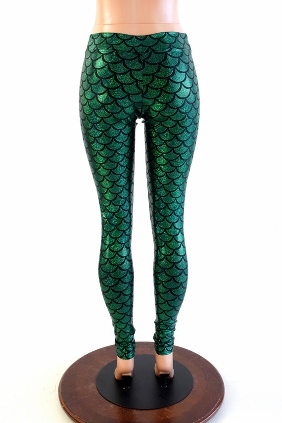 Mermaid Leggings in Green Dragon Scale With Mid Rise Waist 154135 -   Canada