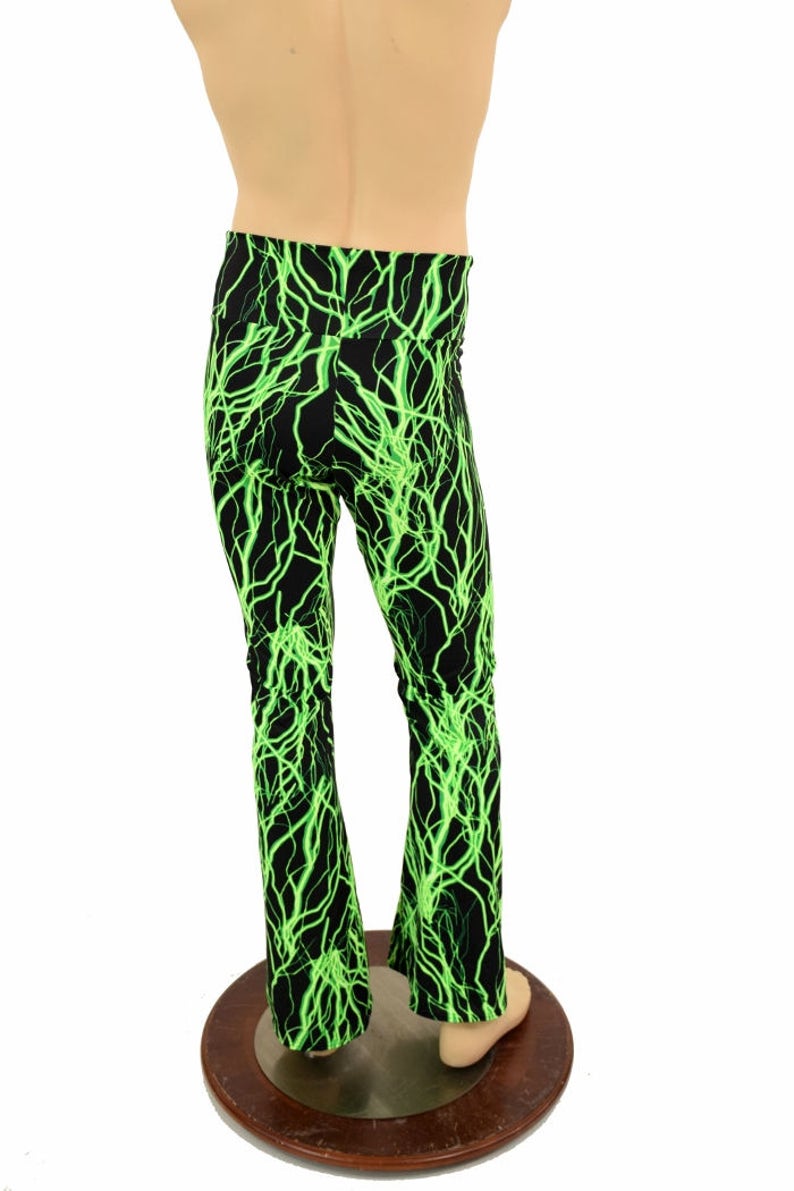Mens Neon UV Glow Green Lightning Bootcut Pants 155091 - Etsy Australia