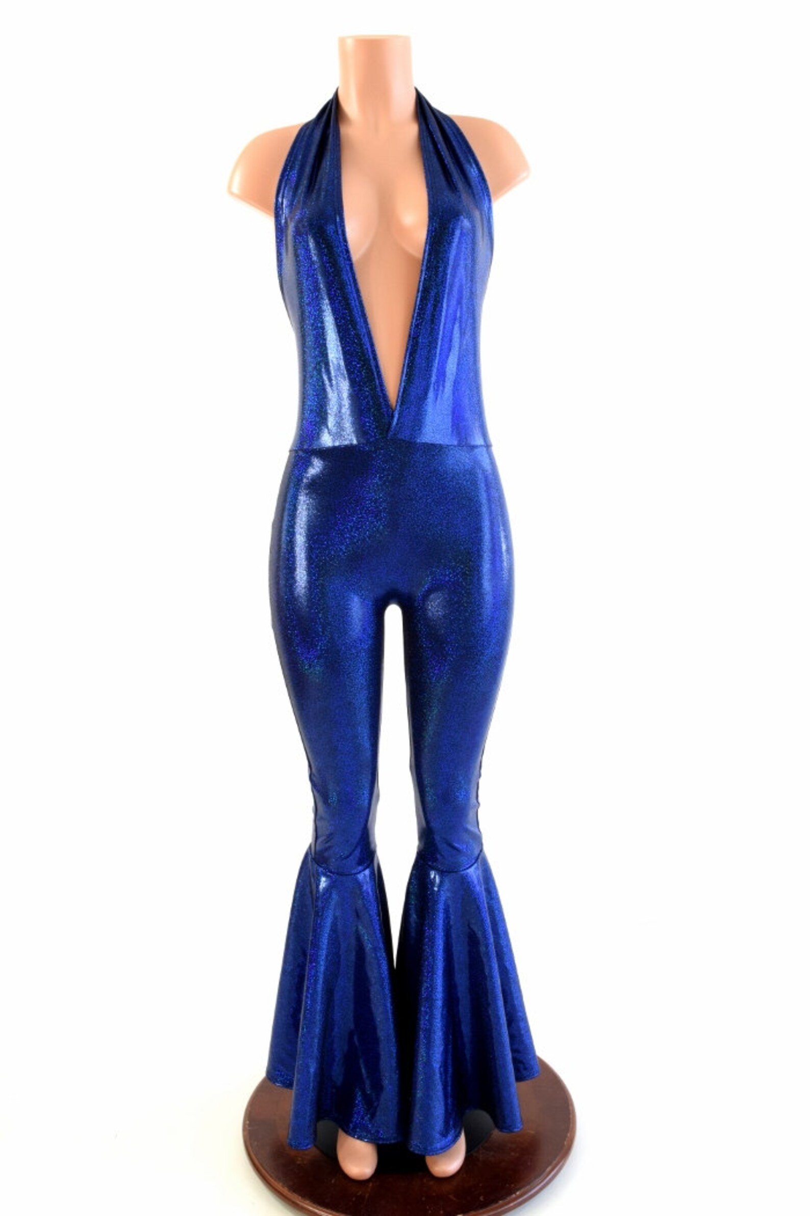 Blue Sparkly Hooded Catsuit