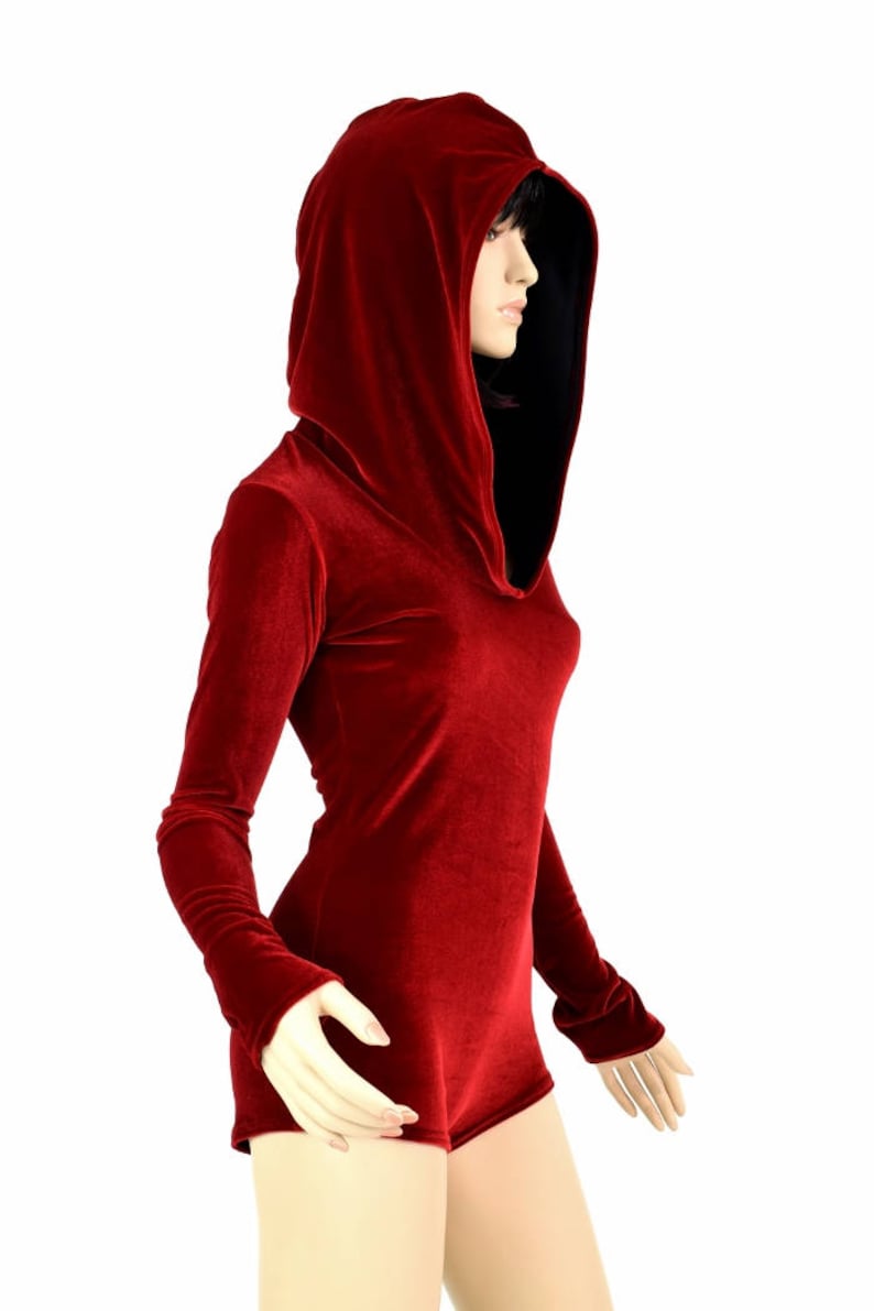 red hooded romper
