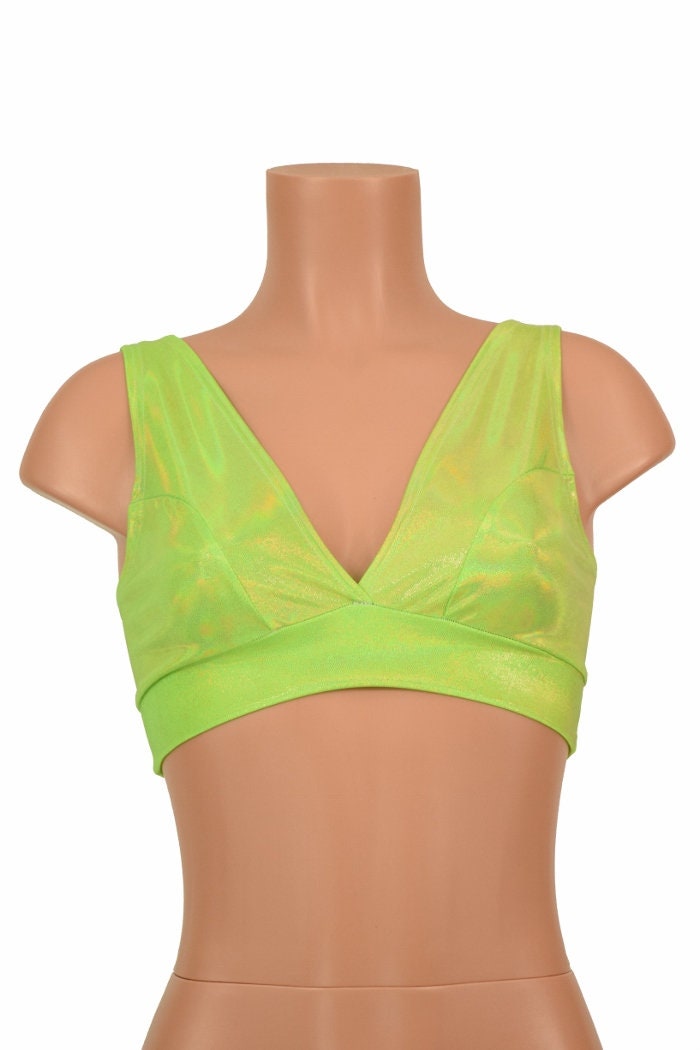 Buy Lime Green Holographic Starlette Bralette 155668 Online in India