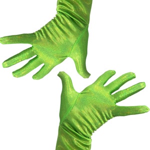 UV Glow Lime Green Holographic Gloves 157524