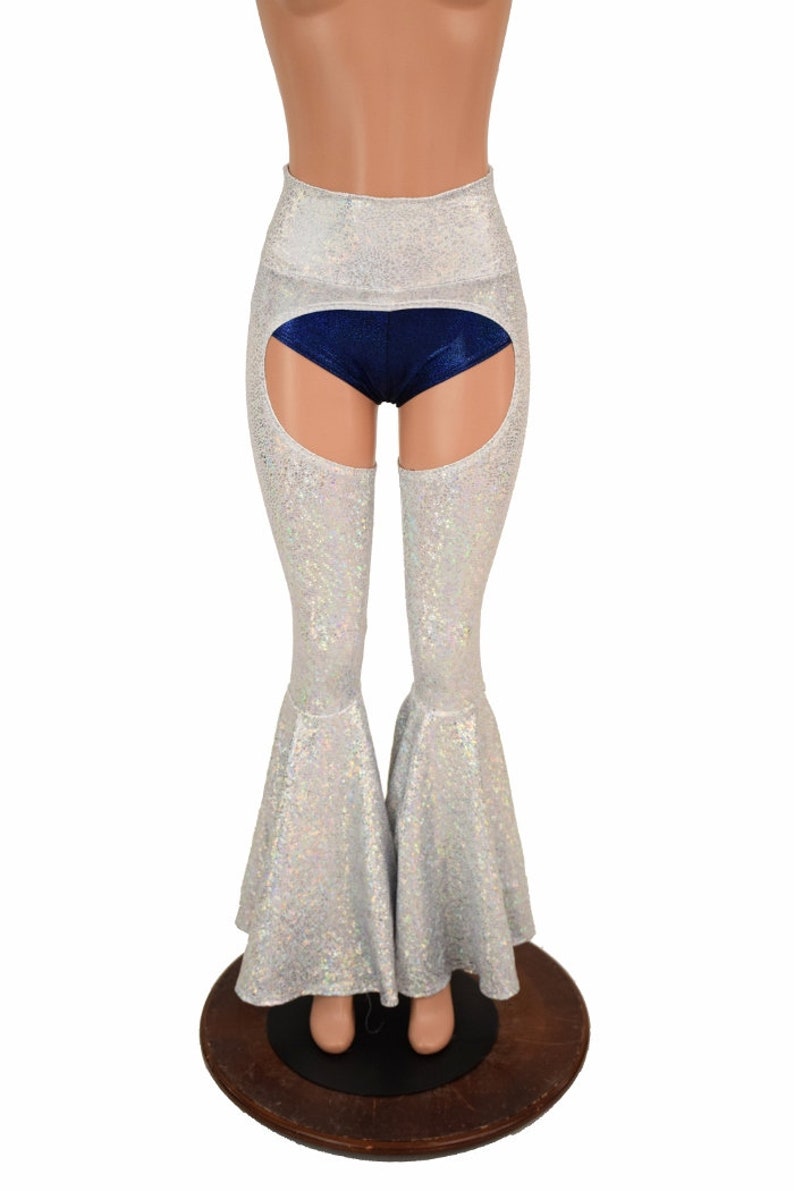 Bell Bottom Flare Chaps in Silver on White Shattered Glass - - Etsy