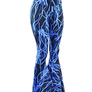 UV Glow Neon Blue Lightning Print Four Way Stretch Spandex - Etsy