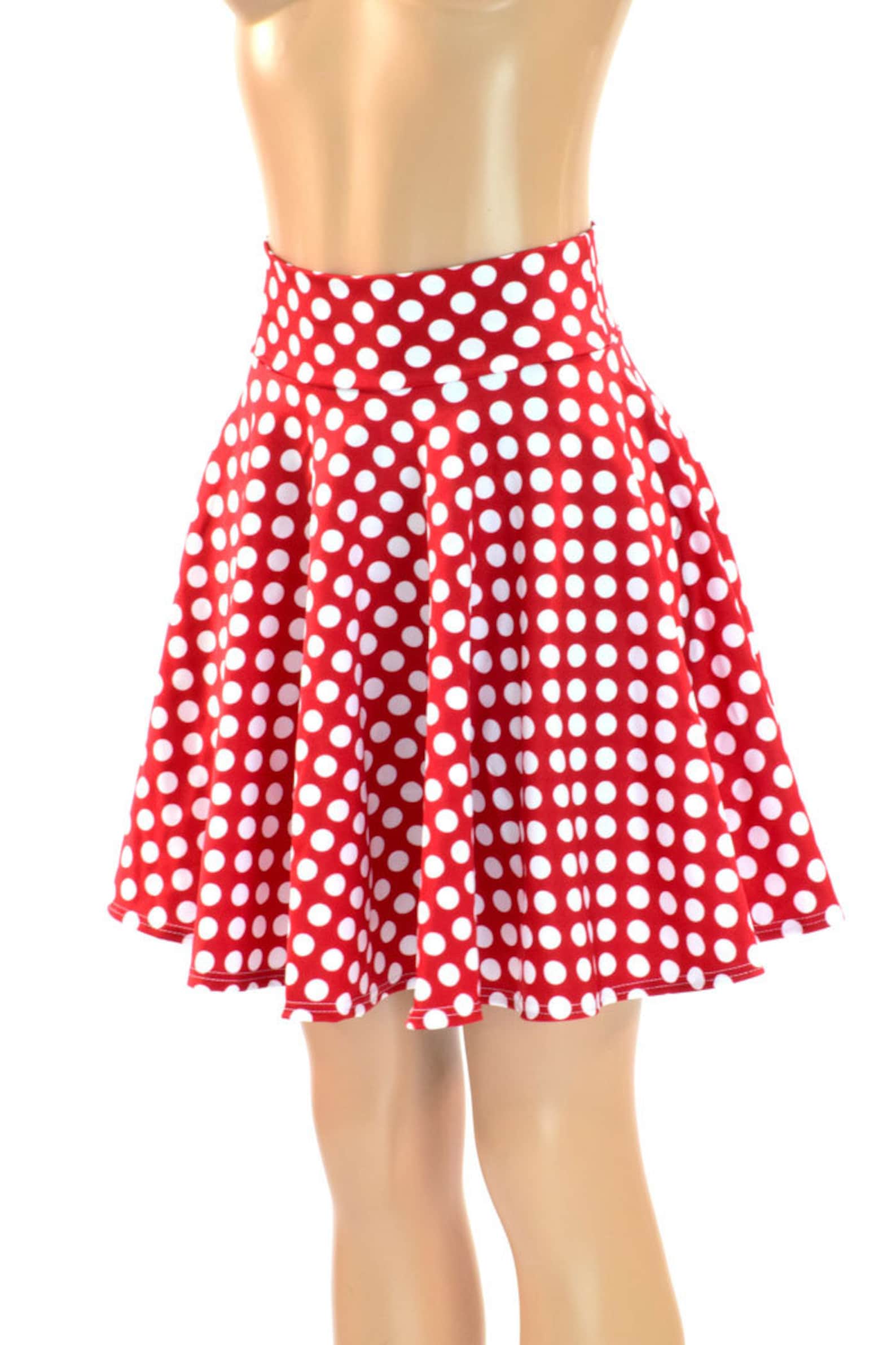 Red & White Polka Dot Print Skater Skirt Full Circle Skirt Etsy
