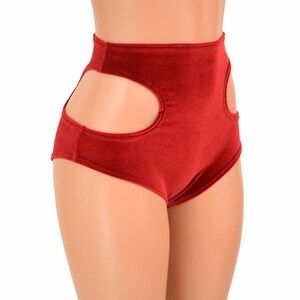 Highwaist Cheeky Shorts in Stretch Spandex with Mushroom Patch