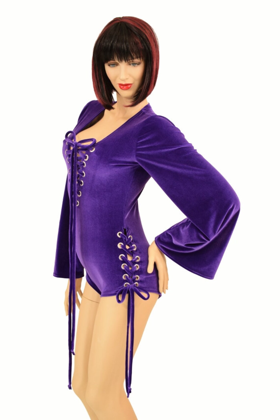 Beautiful Plunging Neck Bell Sleeve Romper main image 1