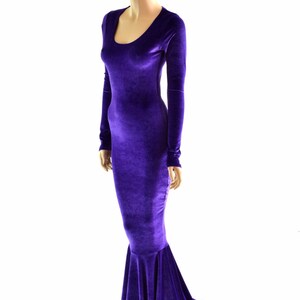 Purple Velvet Gown With Scoop Neckline Long Sleeves and - Etsy