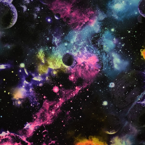 UV Glow Galaxy Print Spandex Fabric  (By the Yard)