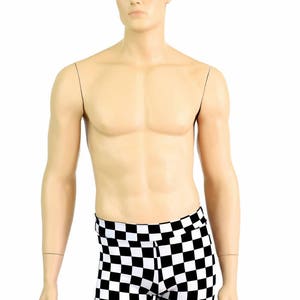 Men's Mid Rise Rio Midrise Shorts in UV Glow Black & White Checkered Print  - 154691