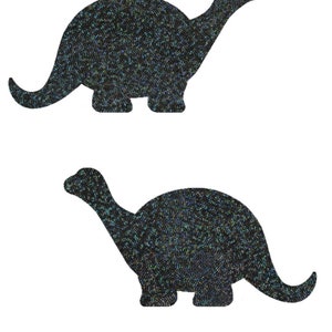 Black Holographic Sparkly Apatosaurus Pasties Body Stickers Long Neck Dinosaur