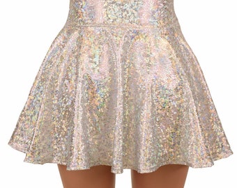 Buy Silver on White Shattered Glass Holographic Circle Cut Mini