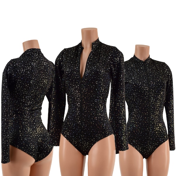 Mono Star Noir Stella con mangas largas y corte sirena en la pierna