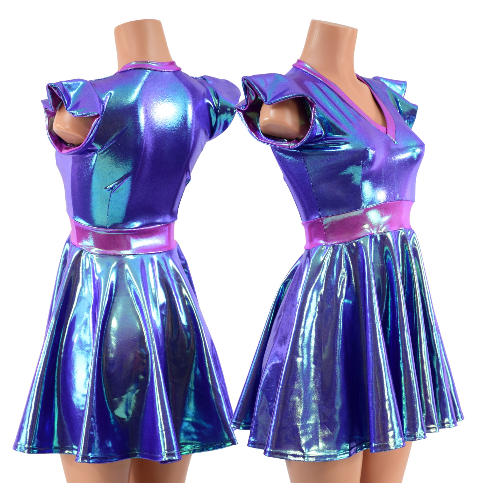 knee length dresses for ladies Cut Out Metallic Jersey Mini Dress in Electric Blue - 2