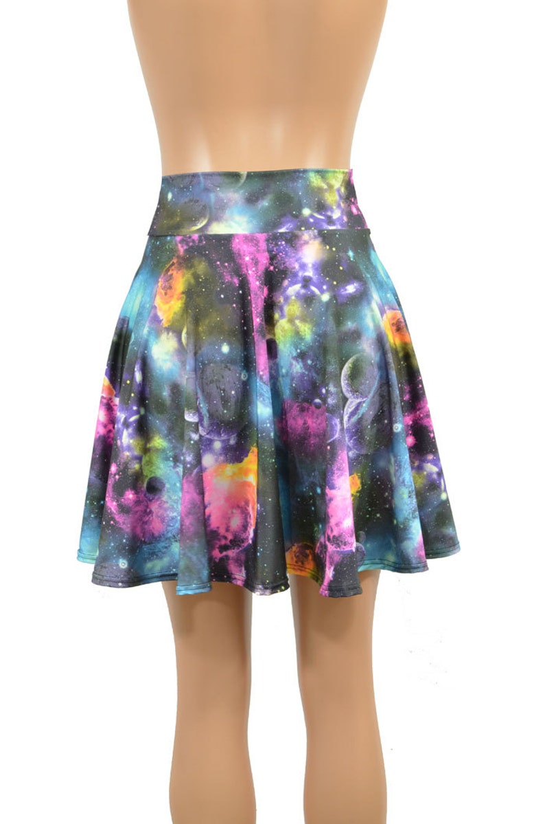 Galaxy Space Print Skater Skirt Full Circle Stretchy Lycra | Etsy