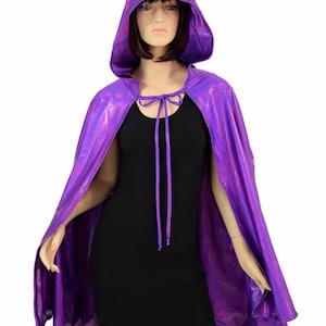 Unisex 35&quot; Long Grape Holographic Self-Lined Hooded Cape Cloak - 155516