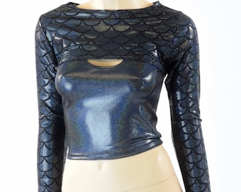 Black Dragon Scale Bolero Dance Sleeves  (Bolero only, tank top sold separately)