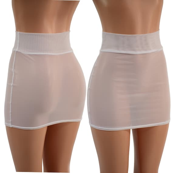 【Rest&Recreation】25HS★ SEE-THROUGH SKIRT White Mesh Sheer See Through Bodycon Skirt 16