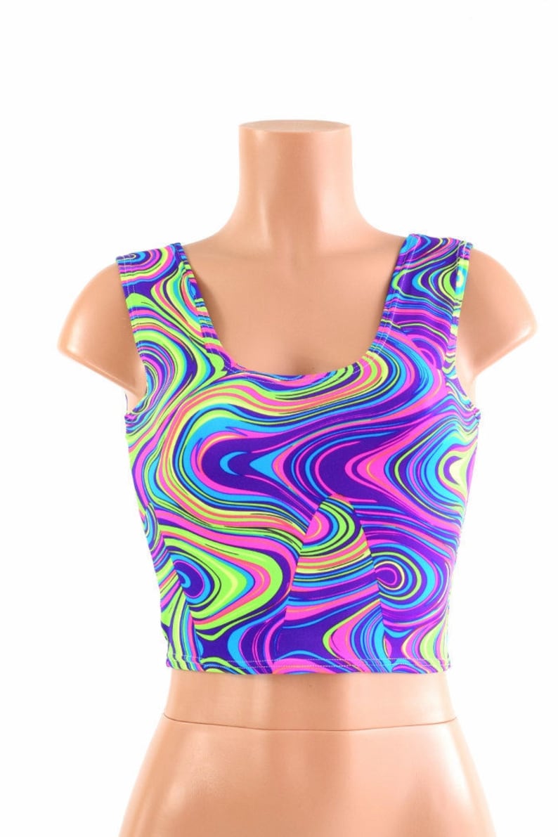 Neon Glow Worm Crop Tank E7938 image 3