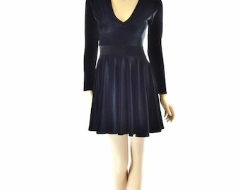 skater dress black long sleeve Lulus | Forever Chic Black Long Sleeve Dress | Size Large