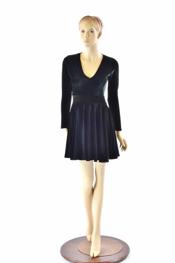 slim fit dress slacks Black Faux Leather Sleeveless Skater Dress main image 1