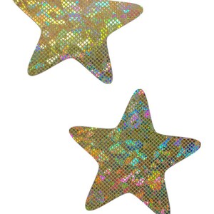 Gold on Gold Shattered Glass Star Pasties Body Stickers Holographic