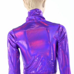 Long Sleeve Grape Purple Holographic Turtle Neck Crop Top 152307 - Etsy