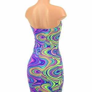 UV Glow Worm Black Light Reactive Strapless Tube Dress 154841 image 4