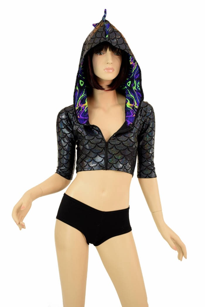 melt the lady back zip cropped hoodie