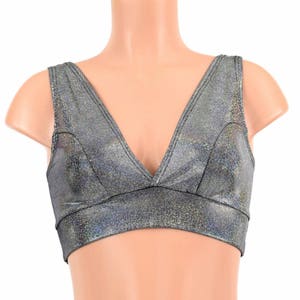 Star Noir Starlette Bralette with Silver Holographic Straps