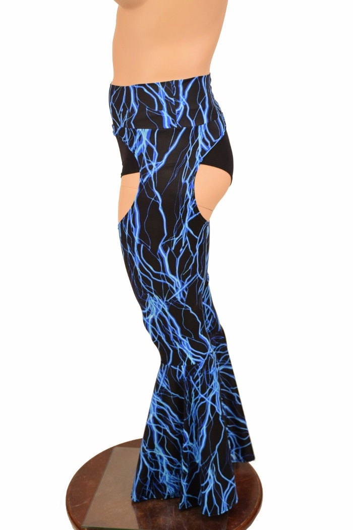 Bell Bottom Flare Chaps in Blue UV Glow Lightning - Etsy