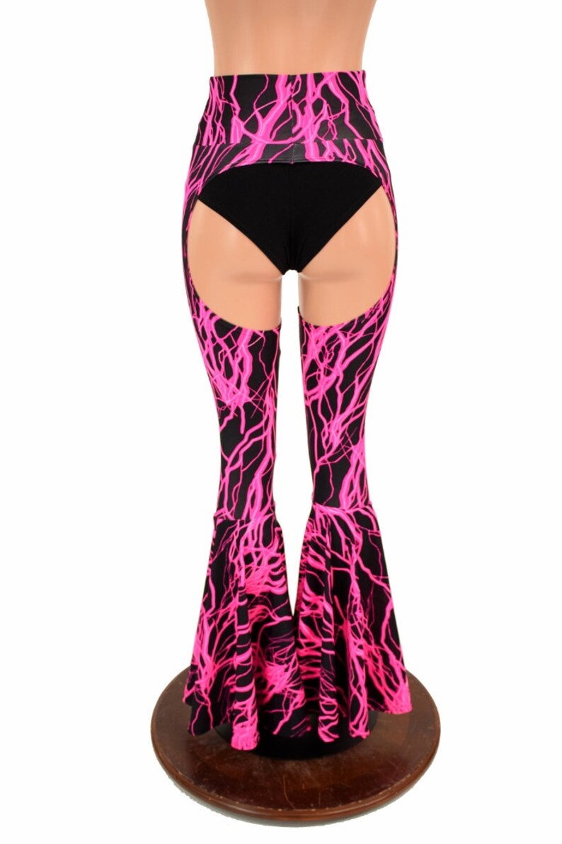 Bell Bottom Flare Chaps in Pink Lightning UV GLOW (shorts Not Included ...