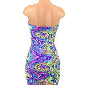 UV Glow Worm Black Light Reactive Strapless Tube Dress 154841 image 5