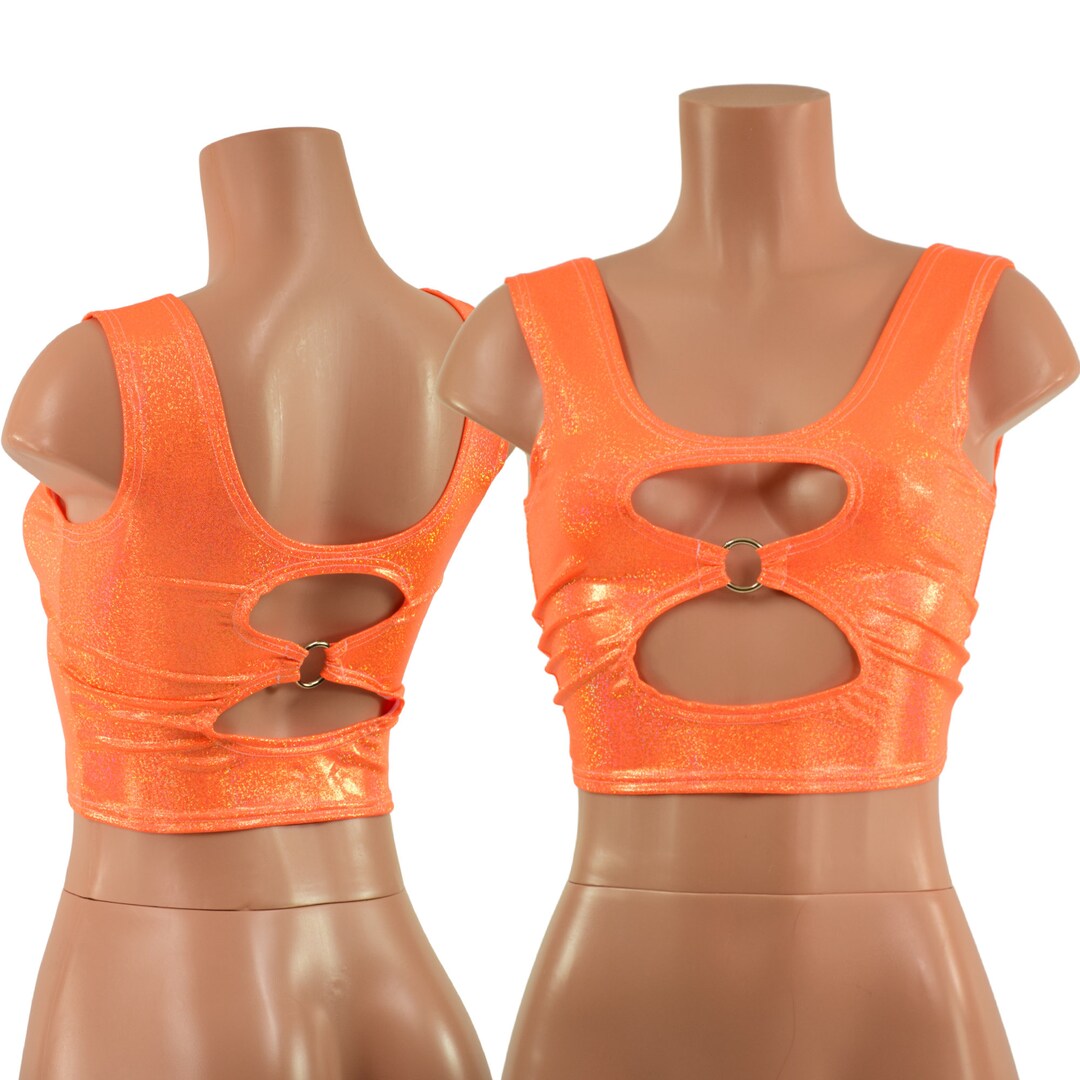 Hologram Crop Tank in Neon Pink