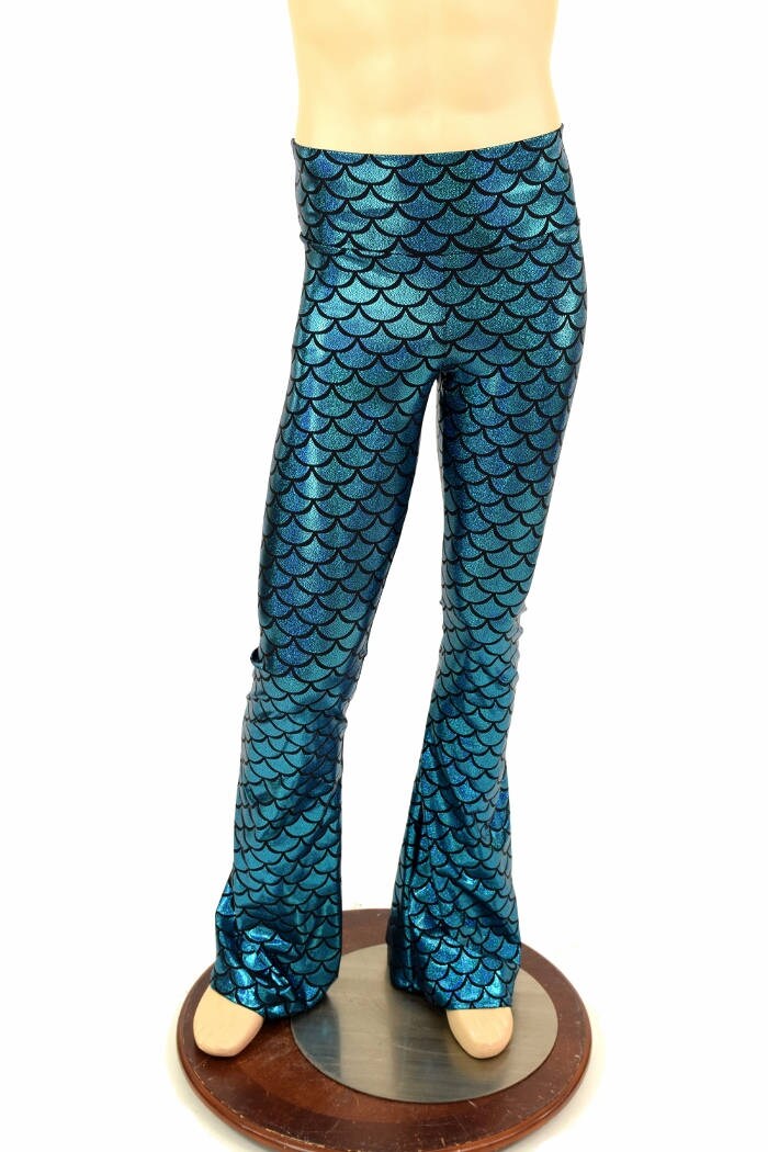 Mens Turquoise Dragon Scale Holographic Bootcut Spandex Pants | Etsy