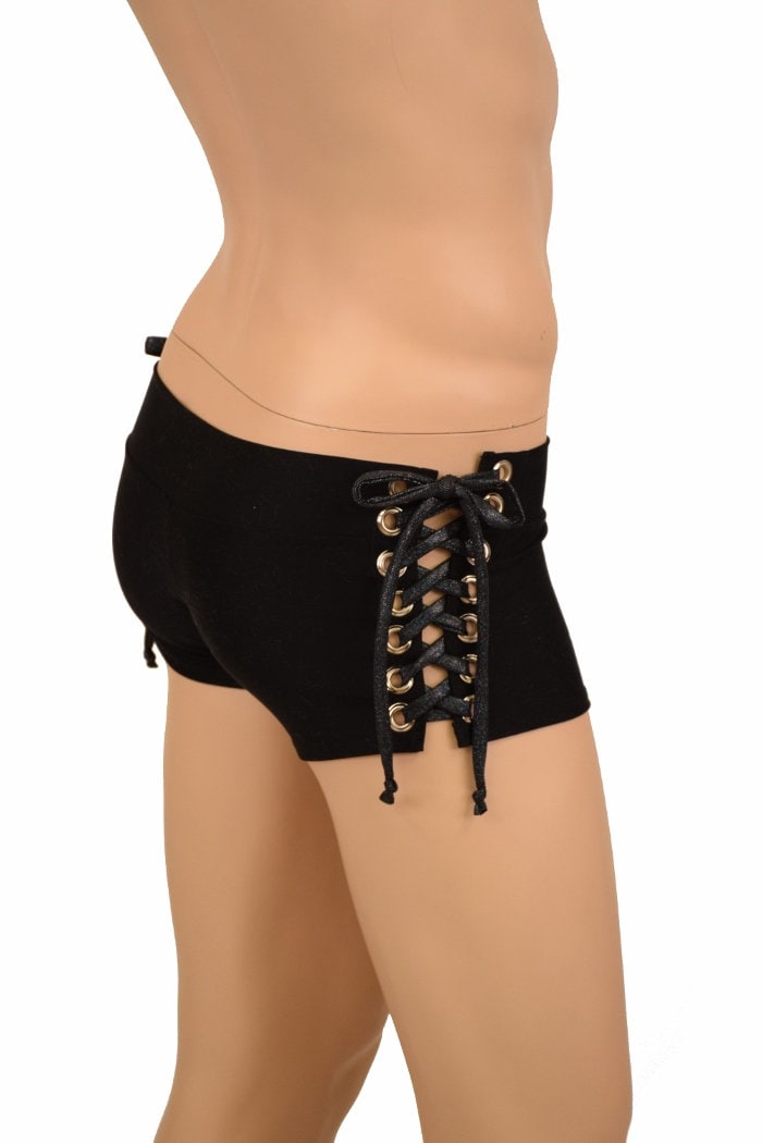 Black lace up shorts best sale