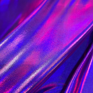 Grape Purple Holographic  Four Way Stretch Spandex Fabric  (By the Yard)