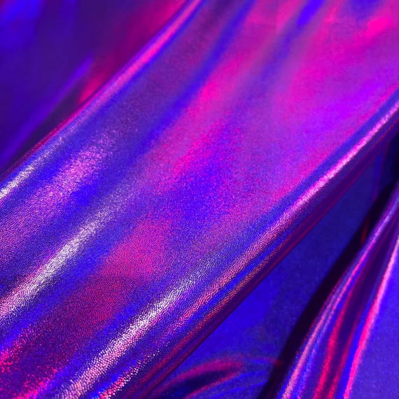 Grape Purple Holographic Four Way Stretch Spandex Fabric (by