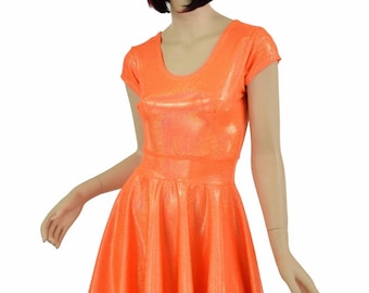 open lace back dress Everly Heidi V Neck Skater Dress Orange main image 1