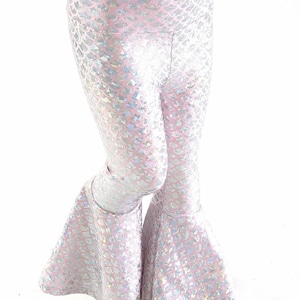 Kids Pink and Silver Mermaid Scale Bell Bottom Flares 154202