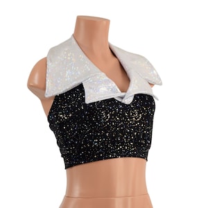 Star Noir Mini Backless Crop with White Kaleidoscope Showtime Collar  1579284