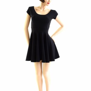 Black Zen Soft Knit Fit and Flare Cap Sleeve Skater Skate Dress 153913 image 5