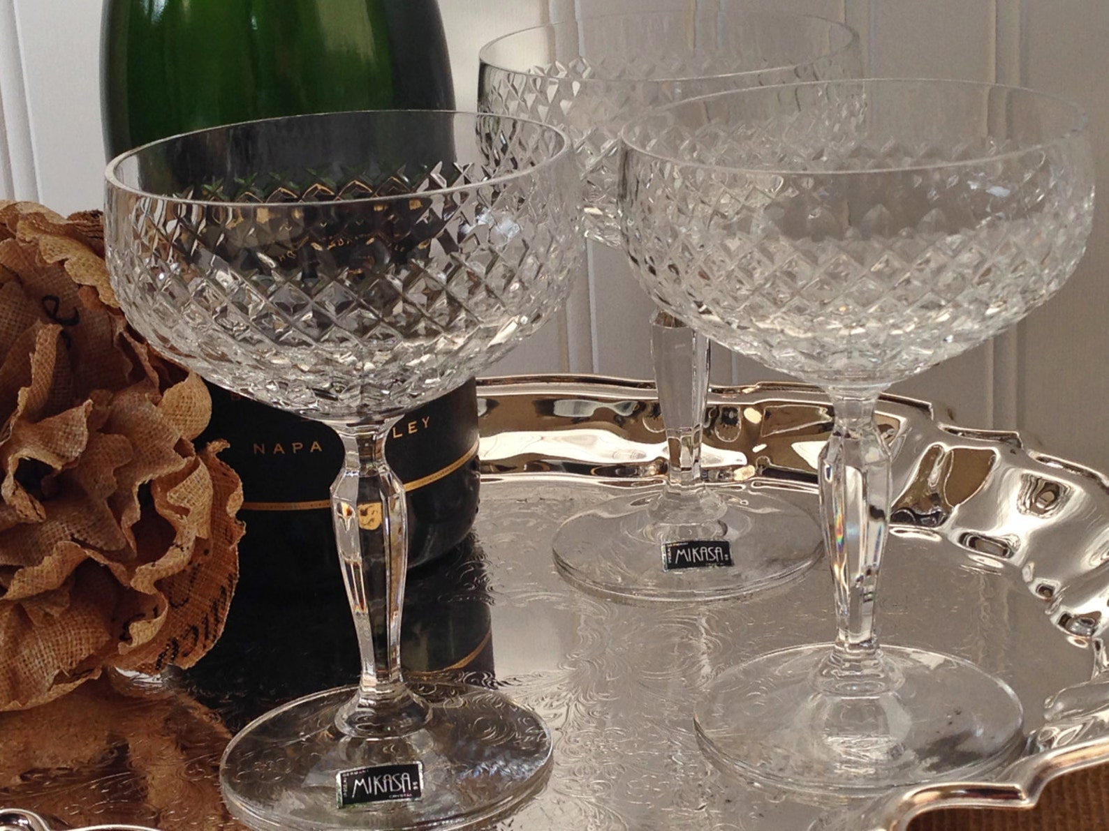 Set of 6 Crystal Mikasa Champagne Coupe Cocktail Glasses Etsy