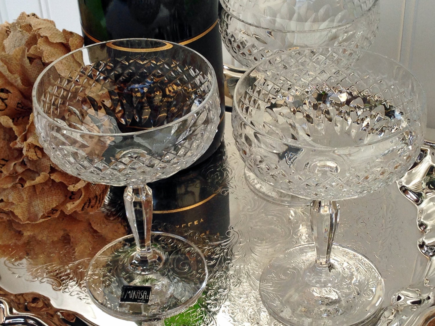 Set of 6 Crystal Mikasa Champagne Coupe Cocktail Glasses Etsy