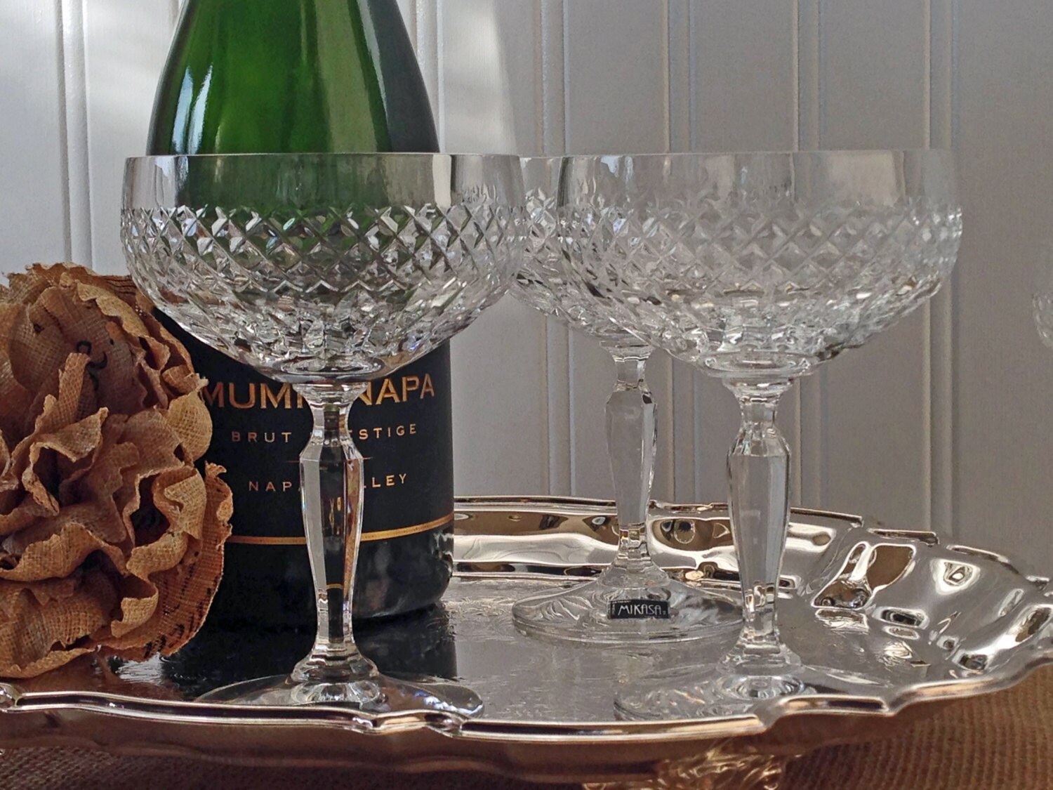 Set of 6 Crystal Mikasa Champagne Coupe Cocktail Glasses Etsy