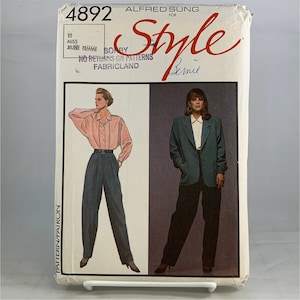 Vintage Style 4892 Alfred Sung Jacket, Blouse, and Trousers:  1986 Lined Jacket, Blouse, and Trousers Size 10 misses’ Uncut