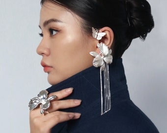 orchid butterfly earcuff