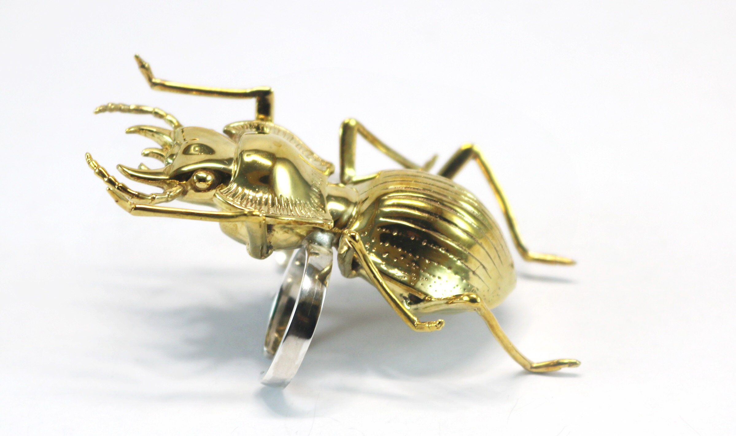 Silver & Bronze Beetle Knuckle Ring - Etsy