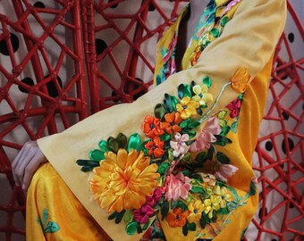 Handmade Suit Crafted with 3D Ribbon Embroidery