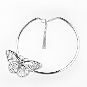 Up-Cycled One Silver Butterfly Choker